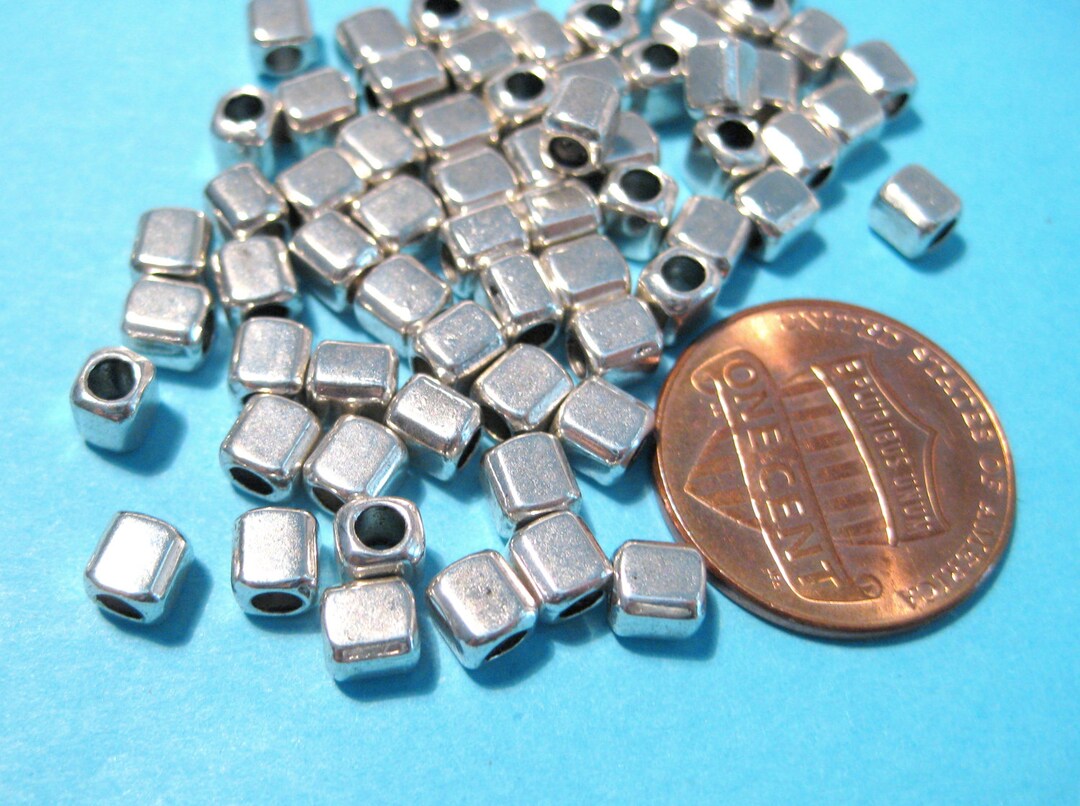 Sterling Silver Square Bead (Rounded Corners) 2mm