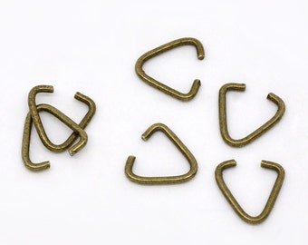 BULK---100pcs of Antique Bronze Triangle Jump Rings Bails 10x9mm 17ga Pinch Bails Clasps(No. ABB1054)