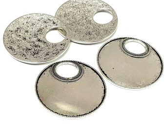 4pcs of Antique Silver Circle Charms Pendants 32mm(No.CM083)