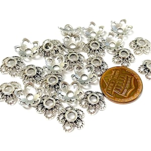 20pcs of Antique Silver Plated Filigree Flower Bead Caps 11mm Jewelry supplies(No.BCP306)