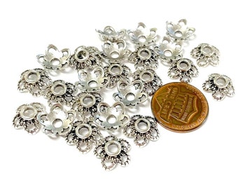 20pcs of Antique Silver Filigree Flower Bead Caps 11mm Jewelry supplies(No.BCP306)