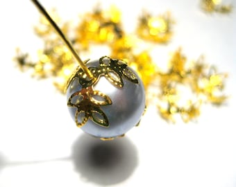 100pcs of Gold Tone Flower Filigree Bead Caps 15mm(No. GCP2253)