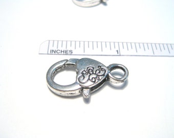 5pcs of Antique Silver Large Heart Lobster Claw Clasps 26x13mm(No. LBCLS732)