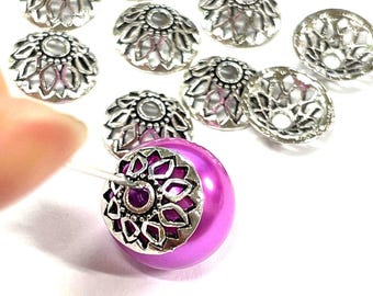 10pcs of Antique Silver Filigree Bead Caps (No. 2510)