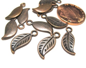 26pcs of Antique Copper Leaf Charms pendants 17x7mm(No. CPCM635)