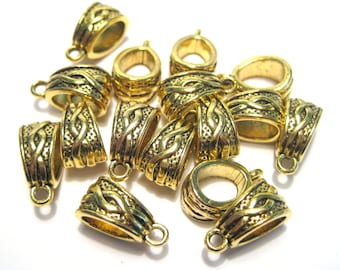 10pcs of Antique Gold Plated  Bail Charms Beads 14x7mm(No.1041)