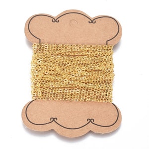 16ft/Spool of Gold Tone Plated Brass Flat Oval Cable Chains 2.6mm (No.01G)