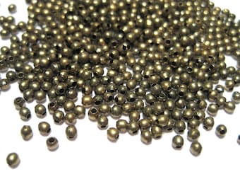 5 Grams of Antique Bronze 2mm Round Spacer Ball Beads(No.BZSP556)