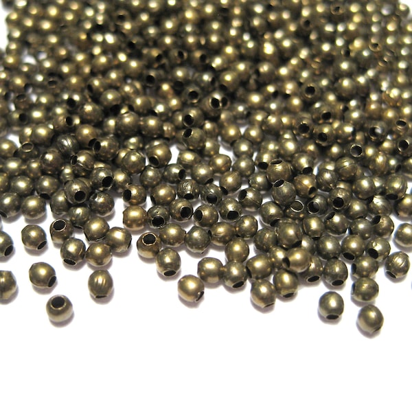 5 Grams of Antique Bronze 2mm Round Spacer Ball Beads(No.BZSP556)