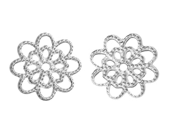 20pcs of Silver Plated Filigree Flower Links 14mm(No. STG954)