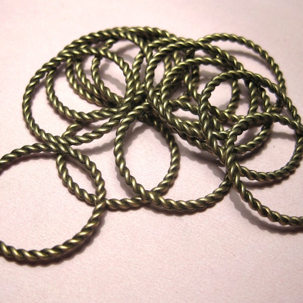10pcs Antique Bronze Twist Link Ring 25mm 13ga(No.BZLR586)