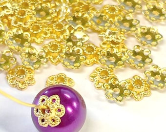 100pcs of Gold Plated Flower Bead Caps 6.5x2mm Filigree Bead Caps(No. GCP1109A)