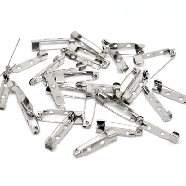 50pcs of Silver Tone Brooch Pin Backs Bar Pin Backs, 25x6mm Findings (No. BCS1001)