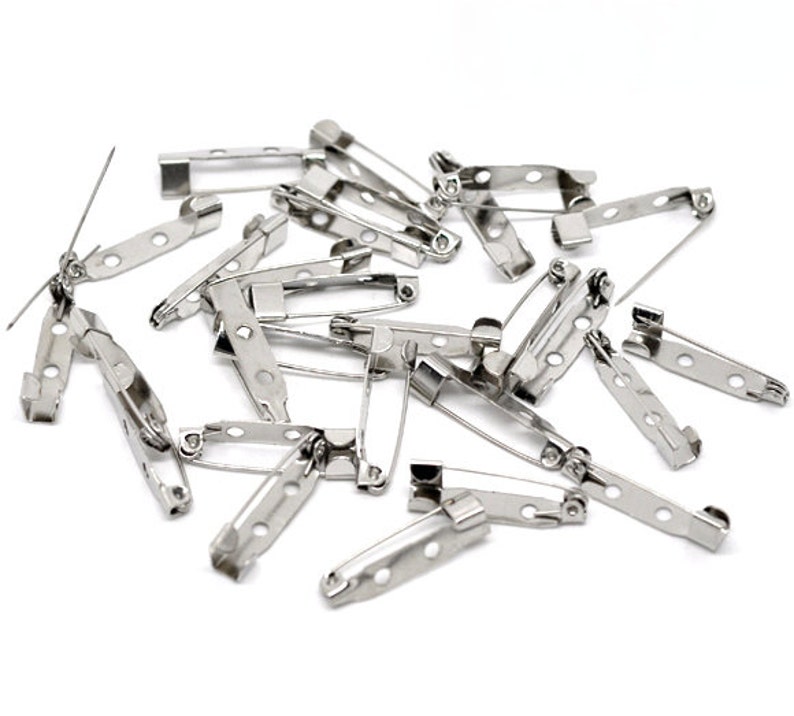 50pcs of Silver Tone Brooch Pin Backs Bar Pin Backs 25x5mm Etsy