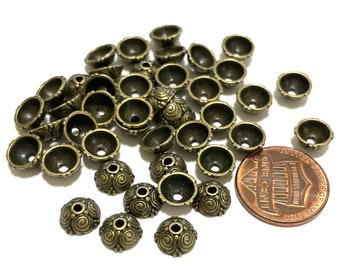 30pcs of Antique Bronze Bead Caps 8mm(No.BZCP498)