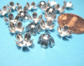 100pcs of Flower Bead Caps Silver Tone 8x4mm(No. BCP398)