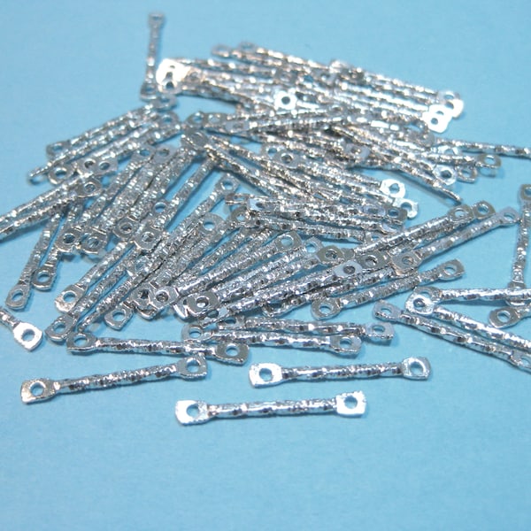 40pcs of Silver Tone Textured Bar Links Connectors 17mm(No.CM175)