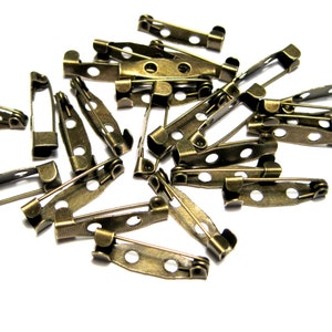 50 Antique Bronze Brooch Pin Backs 20mm Bar Pins(No. BCS999)