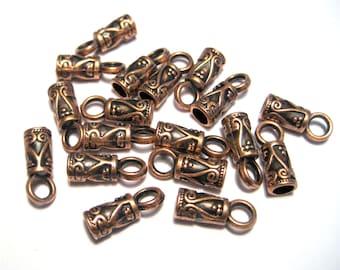 20pcs of Antique Copper Flower Pattern Carved Necklace Cord End Tip Beads Caps End Caps (No. CECP678)