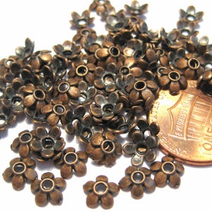 100pcs of Antique Copper Flower Bead Caps 6mmNO. CPCAP597 image 2