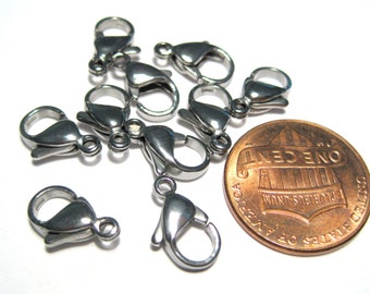 10pcs of 304 Stainless Steel Lobster Claw Clasps 12x7mm(No. LBCLS735)