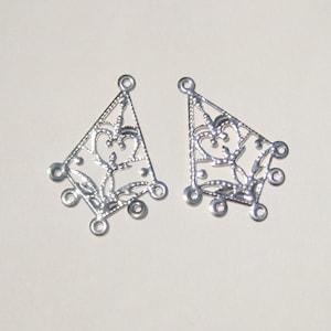 20pcs of Bright Silver Filigree Earring Drop Charm Pendants Chandelier Connector Filigree Wrap