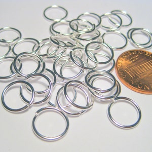 50 Bright Silver Plated Open Jump Rings: 10mm, 20 Gauge ( No.669)