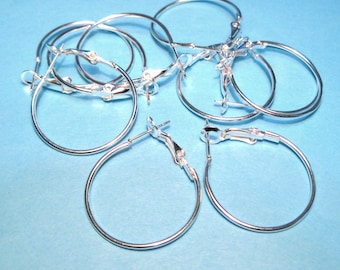 10pcs of Bright Silver Brass Lever Back Hoop Earwires 25mm(No. EW1202)