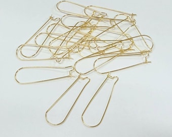 20pcs of Stainless Steel Gold Plated Kidney Earwires Hoop Earring Finding (No. EW1236A)