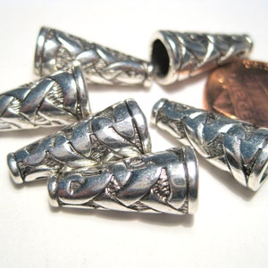 10pcs of Antique Silver Cone Bead Caps End Caps Tassel Caps Kumihimo CapsNo. BCP386 image 2