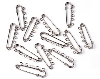 6pcs of Silver Tone Kilt Pins Safety Pin Brooch Pin Brooch Charms Holder 50mm(No.999A)