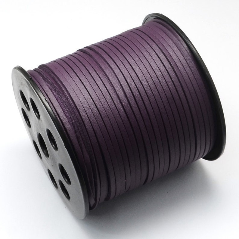 30ft of Dark Purple Faux Suede Cord Leather Like 3mm No.614 image 1