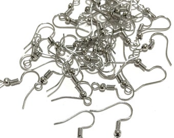 100pcs of Silver Tone Ear Wire Hook Earrings Hooks 18mm(No. EW1211)