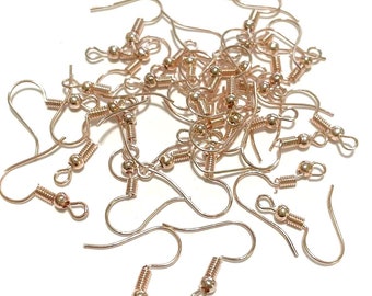 100pcs of Light Rose Gold Ear Wire Earrings Hooks 18mm(No. EW1213)