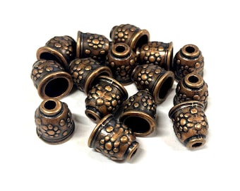 10 Antique Copper Plated Cone Bead Caps: Tassel End Caps, 11mm (No. CPCAP602)