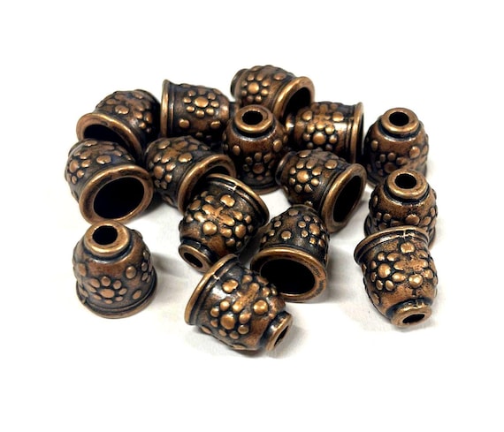 10 Antique Copper Plated Cone Bead Caps: Tassel End Caps, 11mm (no