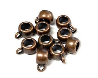 10pcs of Antique Copper Plated Barrel Bails Necklace Bail Metal Pendant Bails(No. ACB1795)