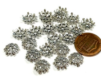 10pcs of Antique Silver Snowflake Bead caps(No. BCP354)