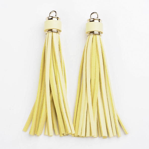 2pcs of Yellow Suede Leather Tassel