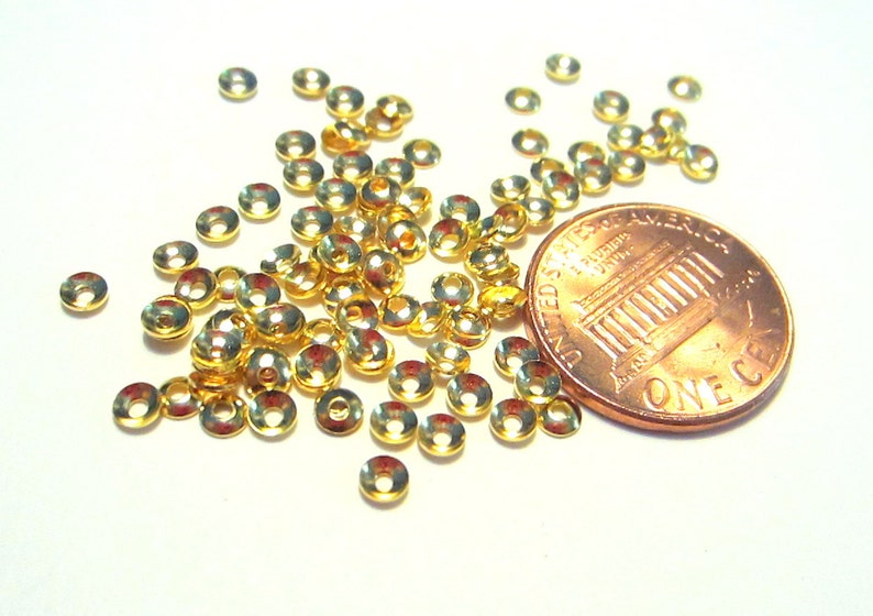 100pcs of Gold Tone Tiny Bead Caps 3mm Brass Bead Cone CapsNo. GCP1096 image 2