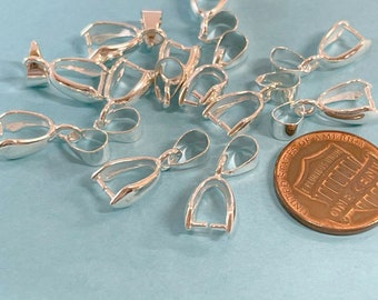 10pcs of Brass Pinch Bails Pendant bails, Bright Silver, Antique Copper