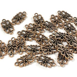 20pcs of Dark Antique Copper Filigree Flower Links Metal Connector Links (No. 656B)