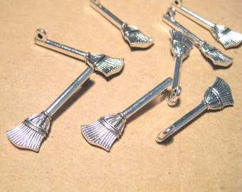 6pcs of Antique Silver Broom Charms pendants(No.CM234)