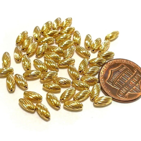 50pcs of 18K Gold Plated Oval Corrugated Spacer Beads (No. BSP1566)