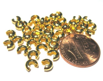 100pcs de perles à écraser dorées couvre 4mm (No.CRP862)