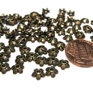 100pcs of Antique Bronze Flower Bead Caps 6mm(No.BZCP495)