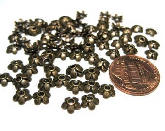 100pcs of Antique Bronze Flower Bead Caps 6mm(No.BZCP495)