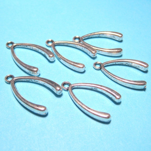 10pcs of Wishbone Charm Pendants 24mm Antique Silver Charms(No. CM005)