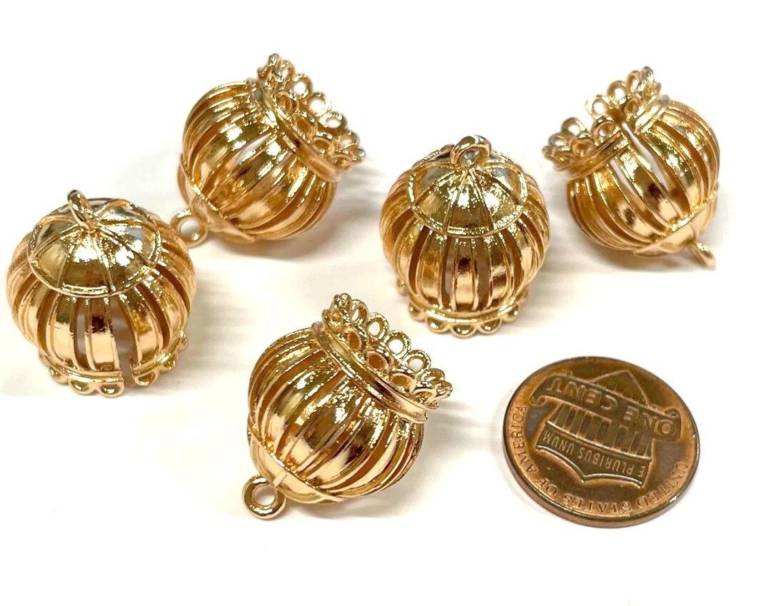 2pcs of Large Rose Gold Filigree Tassel Caps Cone Bead Caps Bail Capsno