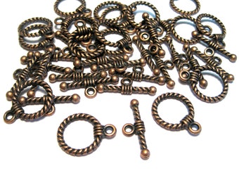 5 sets Antique Copper Round Toggle Clasps(No. TGCLS825)